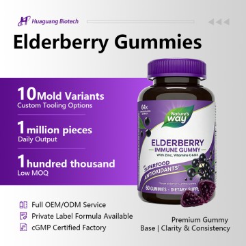 Premium Elderberry Immune Gummies | Custom OEM/ODM Manufacturing | 64x Concentrated Extract, Zinc &