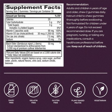 Premium Elderberry Immune Gummies | Custom OEM/ODM Manufacturing | 64x Concentrated Extract, Zinc &
